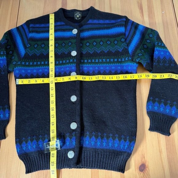 Norvyk By Ren-Dale Vintage Wool Cardigan Blue Striped Women's Cardigan M - Picture 4 of 8